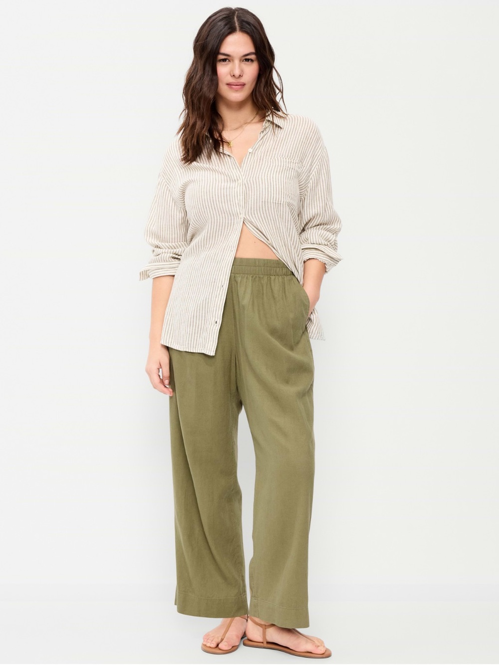 NWT High-Waisted Linen-Blend Pants